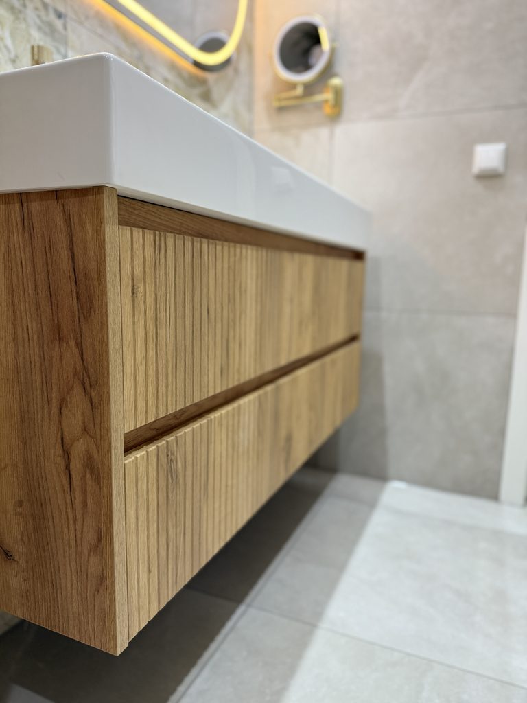 Thebalux ribbelbadmeubel badkamermeubel met ribbelstructuur eikenkleur meubel eiken kleur 